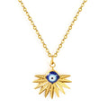 Factory Wholesale Custom Non Tarnish 18k Gold Stainless Steel Necklace Blue Oil Drip Devil Eye Pendant Necklace for Women Men