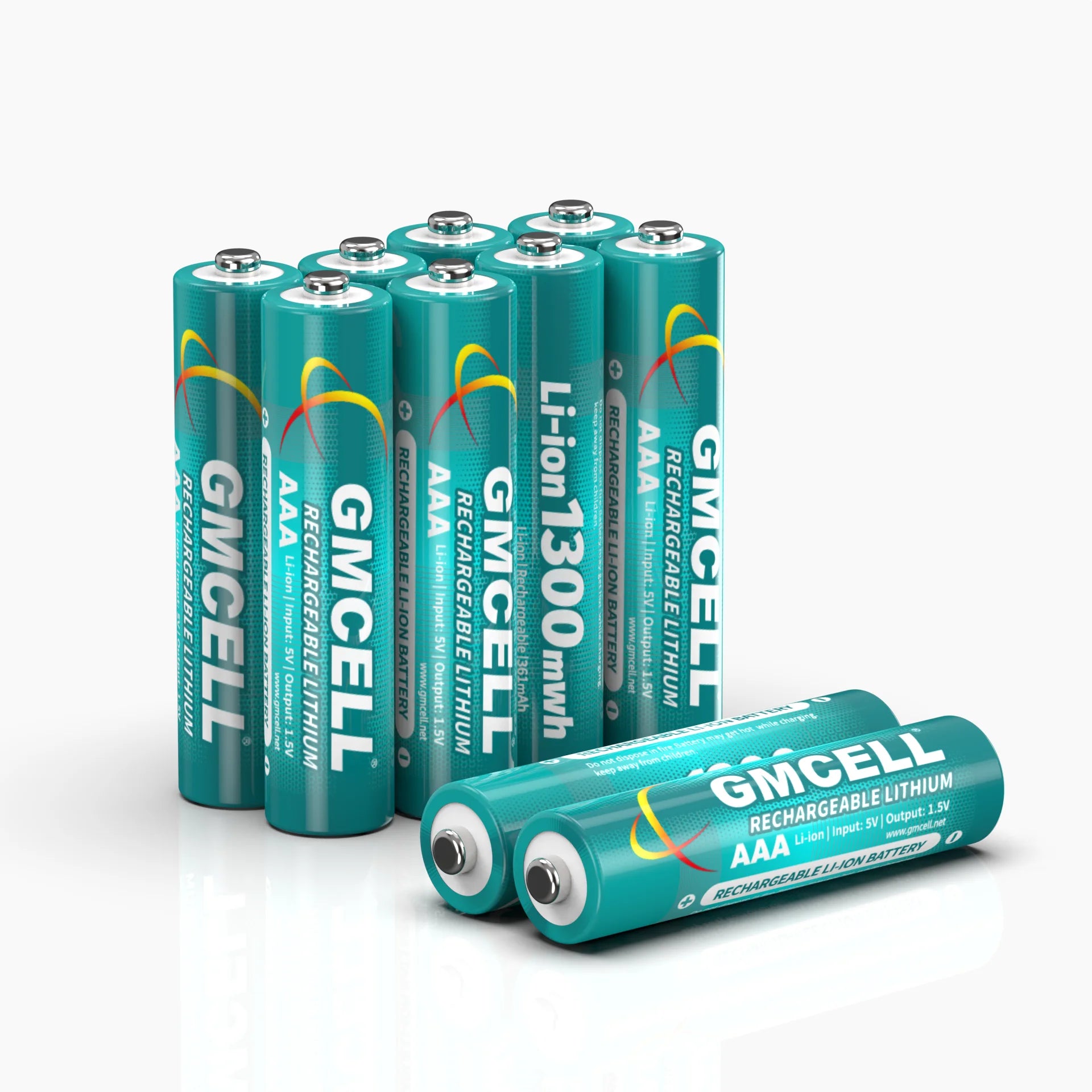 GMCELL 1.5 Volt 1300mWh Triple-A Lithium Ion AAA Batteries Bulk MP3 Player Li-Ion AAA Rechargeable Battery