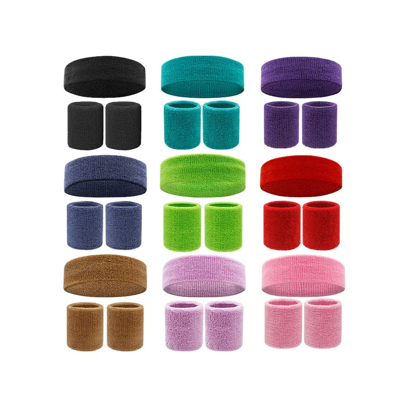 Aolikes Sports Sweat Absorbing Headband Wrist Guard Set Multicolor Hot Sale Wholesale Wrist Brace Wrist Support
