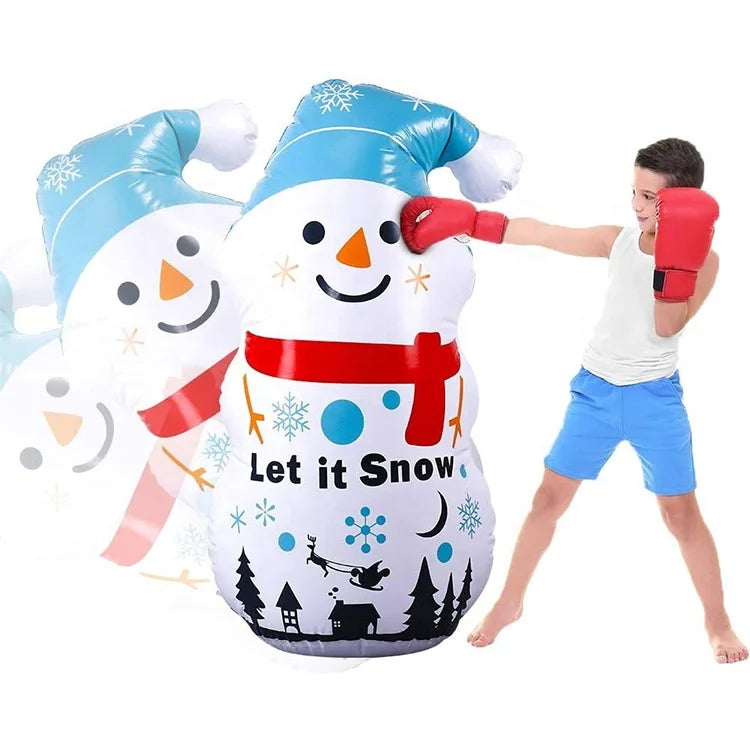 Inflatable Christmas 3D MODEL Snowman Punching Bop Bag Sandbags Boxing Target Bag for Children