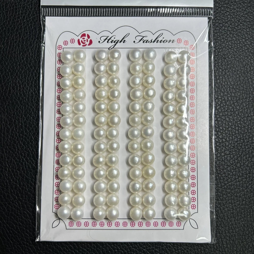 White 8-9mm Flat Bottom Round Freshwater Genuine Cultured Real Button Pearl for Silver Stud Earings