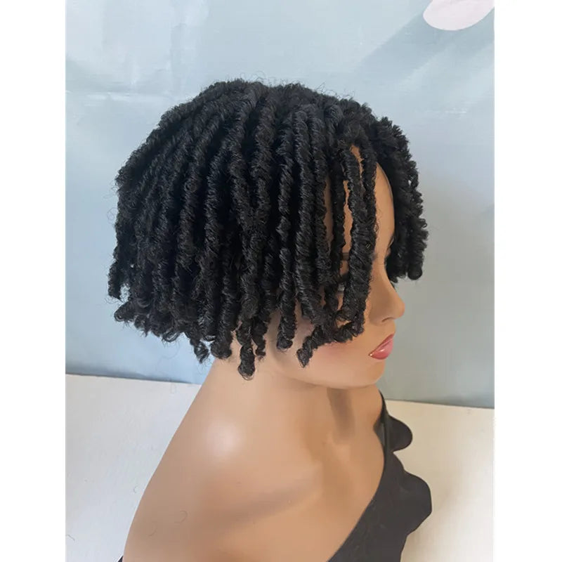 Synthetic Heat Resistant Half Wig Hairpiece Men Women's Toupee Cover Grey/Thin Hair Scar Dreadlock Topper 6" Length Pervado