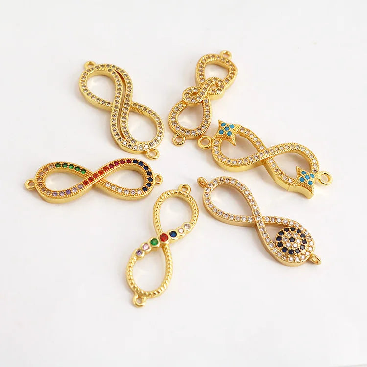 CZ8150 Hot Sale CZ Zircon Micro Pave Infinity Charm Connector for Bracelet MakingInfinity Bracelet Charms