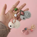 Cartoon Faux Fur Plush Rabbit Strawberry Teddy Doll Soft Custom Mini Small Animal Toys with Key Ring Wholesale Sleutelhanger
