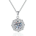 Luxury 925 Sterling Silver Sun Flower Shape 1-Carat Moissanite Necklace Wedding Diamond Jewelry for Women