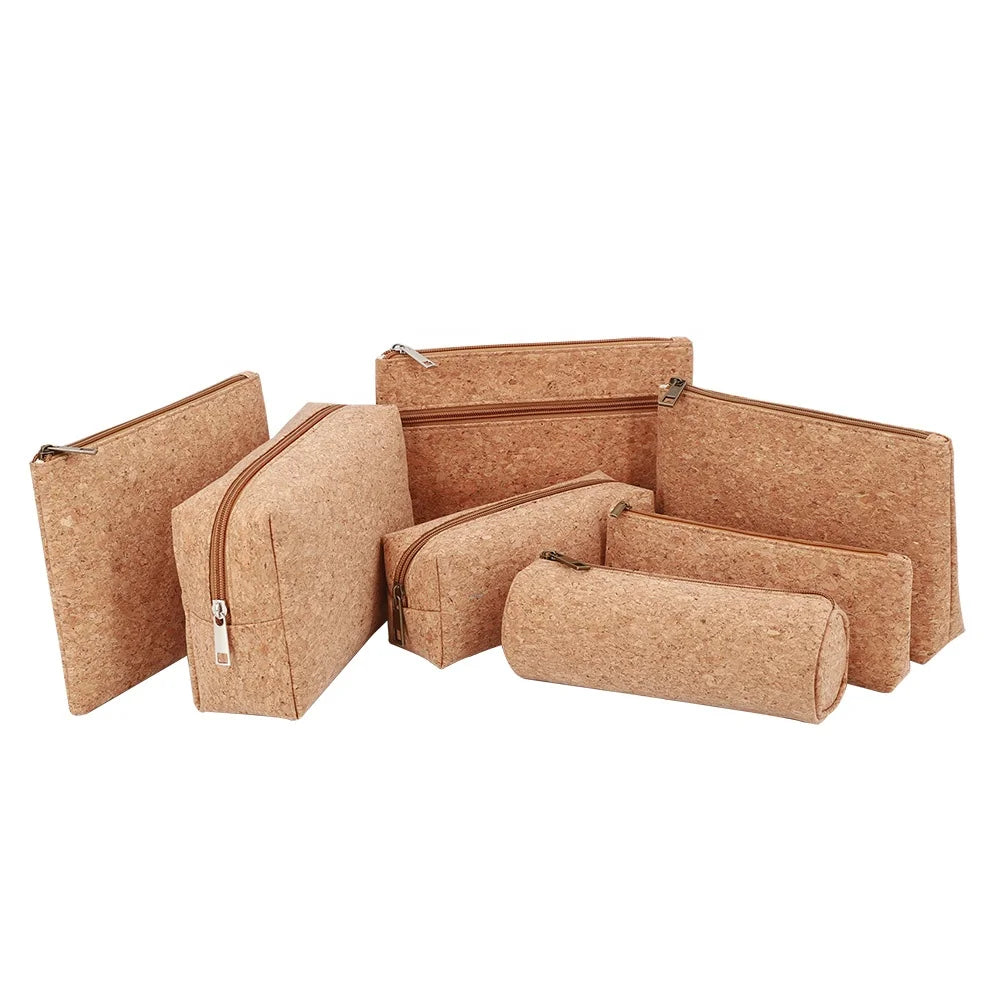 2024 New Arrival Customized Eco Friendly Cork Wooden Bag for Women Cork Cosmetic Bag Travel Cork Bag Toiletry for Promotion