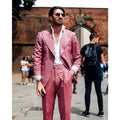 Streetwear Large Wide Peaked Lapel Men Suits Dusty Pink Regular Fit Casual Blazer 2 Pc Jacket Pant Groom Tuxedo Terno Masculino