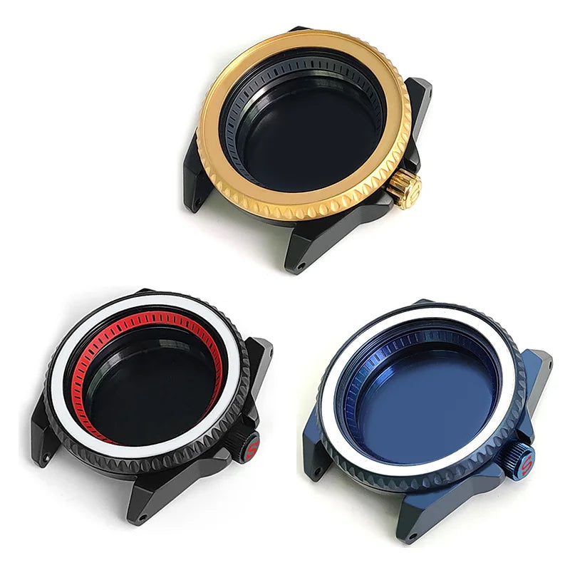 Custom-Made SRPD Samurai PVD Matte Steel Bezel for SKX007 Wristwatch Sapphire Crystal Case With 3 O'Clock Movement Fit NH35 36