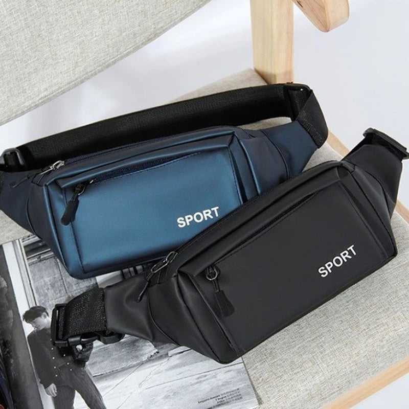 Portable Travel Large Capacity Fanny Pack Custom Print Logo PU Leather Phone Waist Bag Chest Bag Single Shoulder Bag