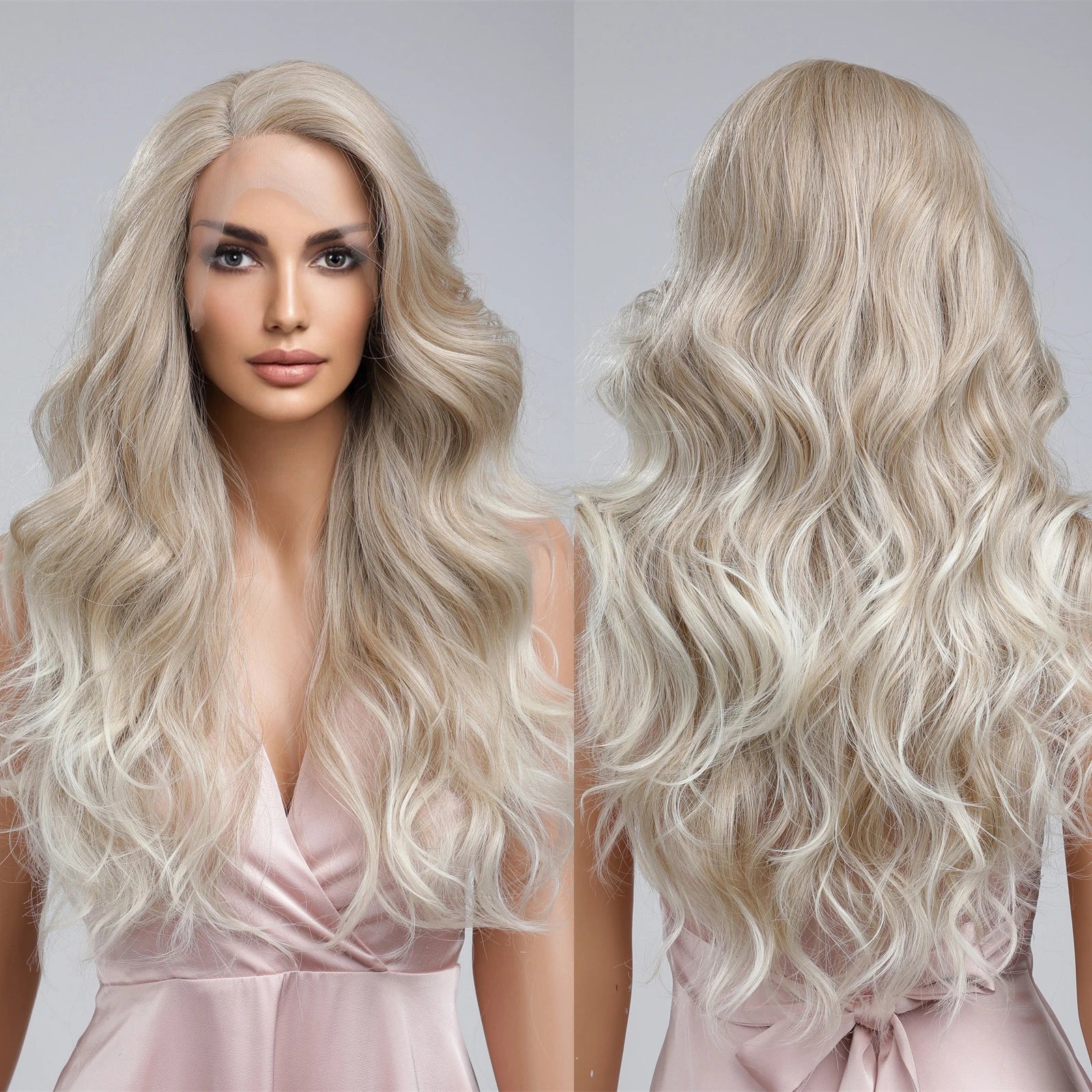 Japan Future Fiber Lace Front Blonde Wavy Natural Synthetic Wigs for Black White Women Daily Heat Resistant