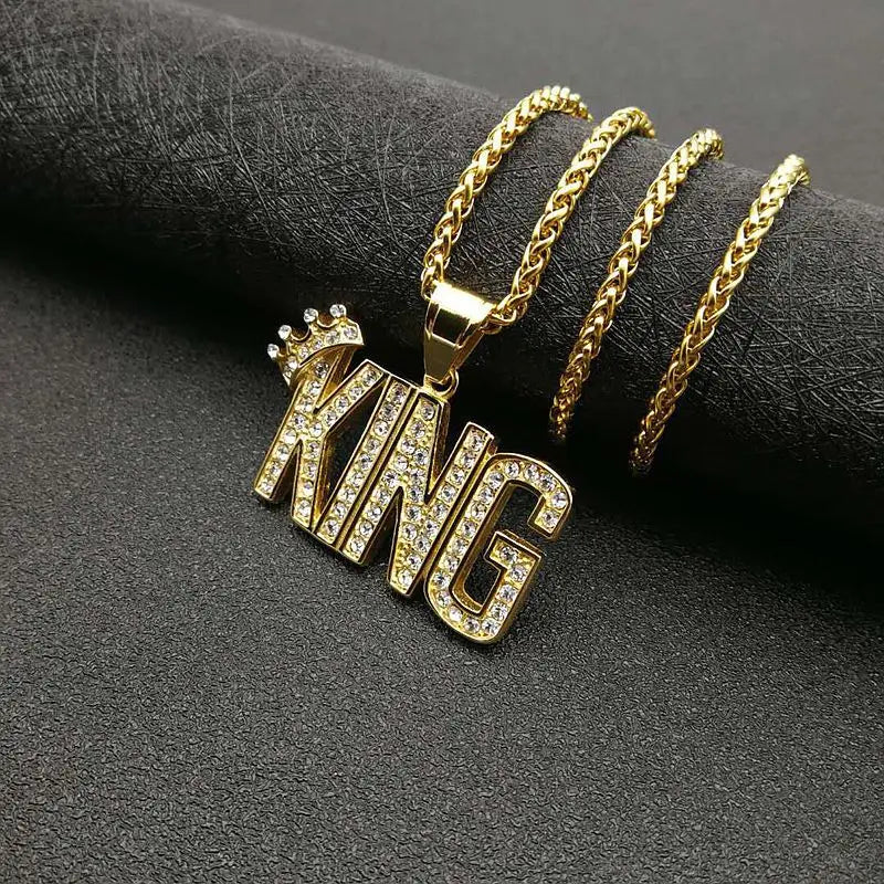 New Hip Hop Jewelry Iced Out CZ Cubic Zirconia Customized Name Pendants Men Custom Name Crown Drip Letter Pendant Necklace