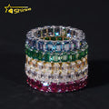 S925 Silver Emerald Cut VVS D Color Eternity Colored Moissanite Diamond Fine Jewelry  Enterity Wedding Ring for Men Women