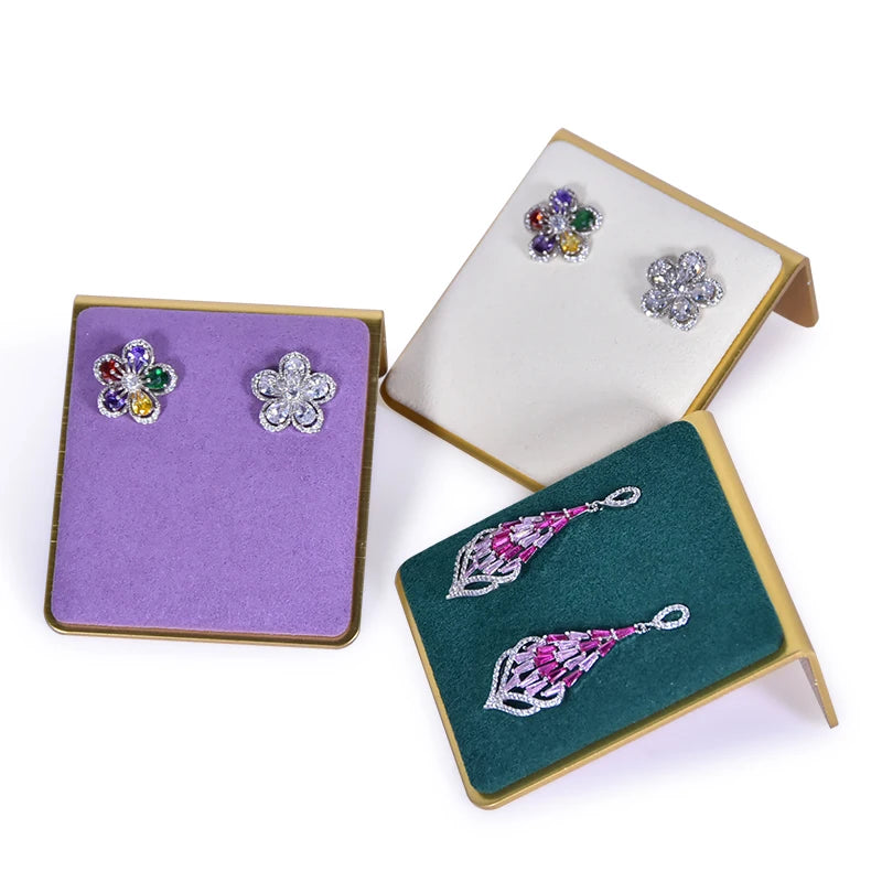 JINSKY Luxury Metal Jewelry Display Stand Base Microfiber Earings Stud Display Holder Special Jewellery Display Stand 8colors