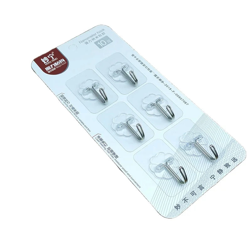 Six Pack Blister Packaging Acrylic Adhesive Transparent Six Pack Strong Stick Hook Traceless Hook