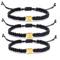 SC Wholesale Black Friendship Bracelet Tiny Initial Heart Charm Bracelet Handmade Braided Waterproof Wax String Bracelets Women