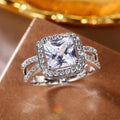 Huitan Trend Wedding Jewelry Bands Silver Plated Shiny Bride Princess CZ Diamond Eternity Zirconia Engagement Ring