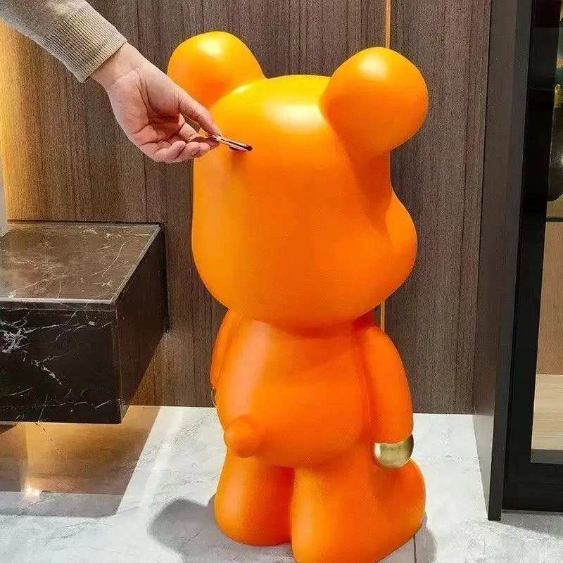 Popular 28cm Block Bear Resin Statue Money Bank Household Ornament New Home Gift for Girls