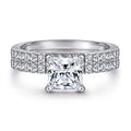 Fine Jewelry Factory Direct Supplier 925 Silver Princess Cut Rhodium Plated Cubic Zirconia Ring for Engagement Customizable