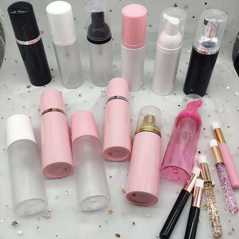 Lash Shampoo Bottle 60ml Empty Foam Pump Bottle Customized 60ml Hot pink Lashes Shampoo Bottles With logo