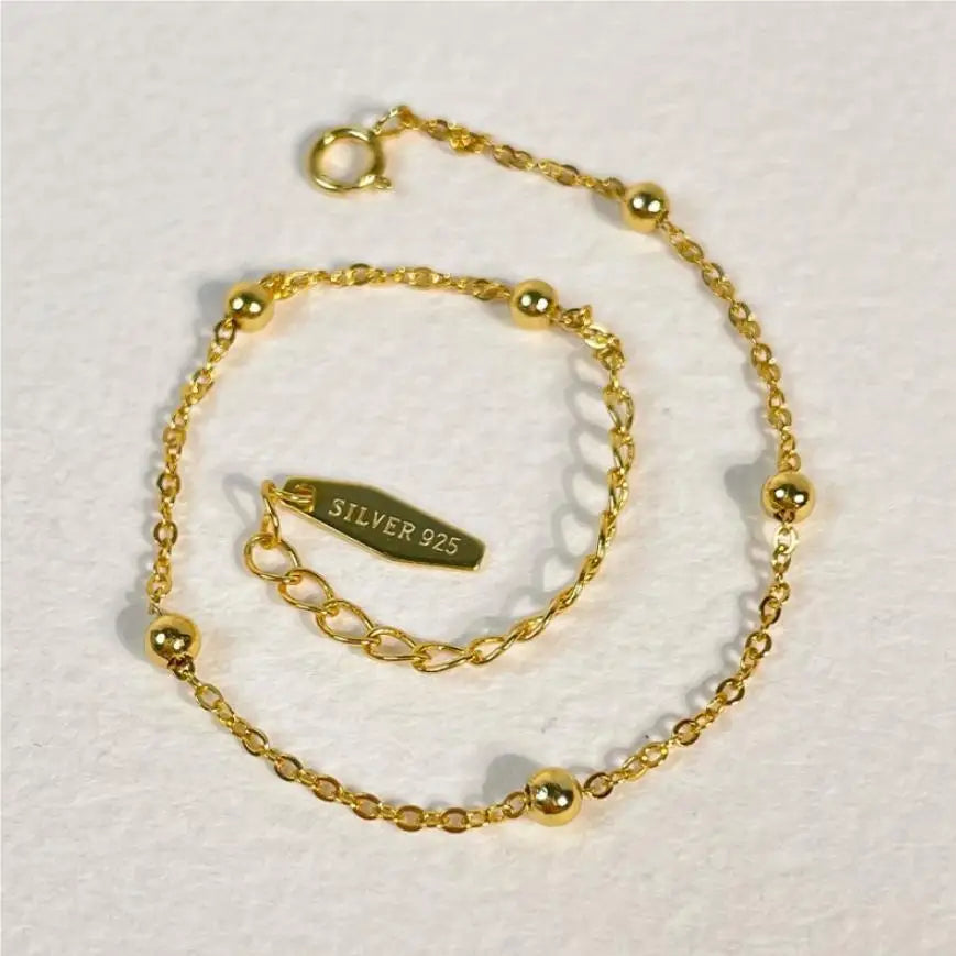 VIANRLA Jewelry 18K Gold Plated Chain 925 Sterling Silver Bead Bracelet Fashion Link Chain for Women Wholesale