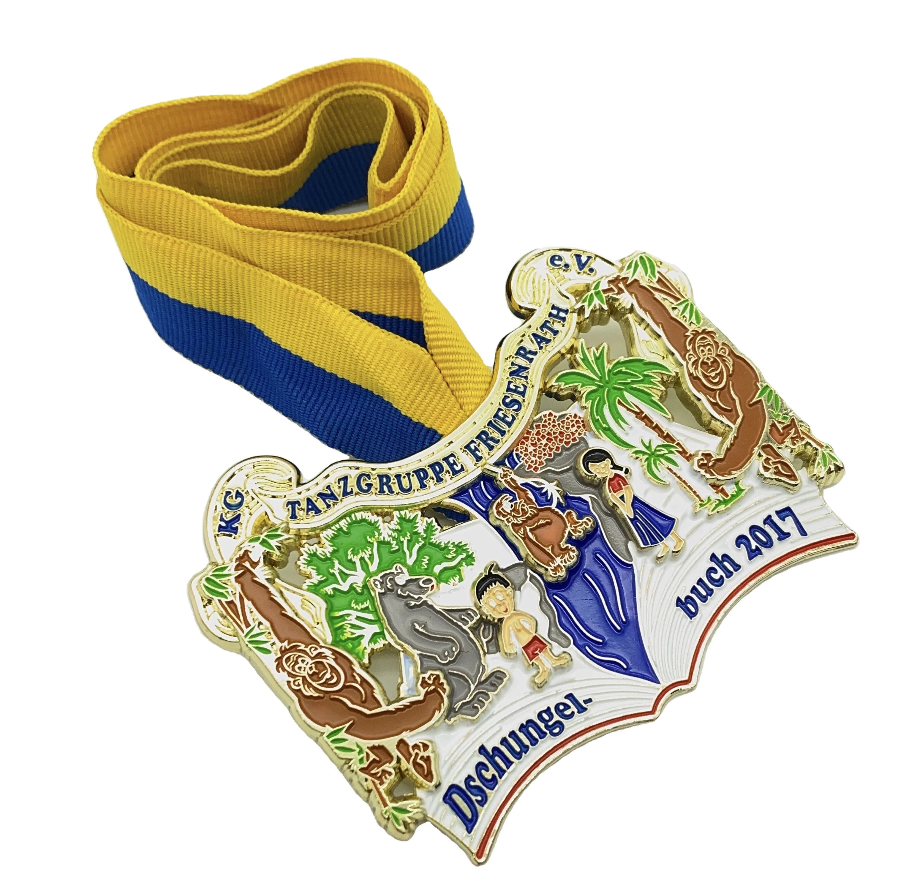 Customized Best-selling Zinc Alloy Medal Cartoon Creative Design Festival Promotional Gifts Metal Badge Ribbon Color Casting