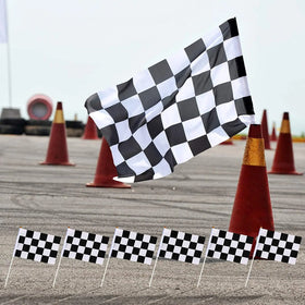 BOLISI Custom Waterproof Black White Flying Checkered Pennant Flags-Die Cutting Printed Polyester Custom Logo