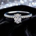 Simple Straight Arm Diamond 925 Silver Oval Cut 1 Carat Moissanite Engagement Wedding Ring for Women