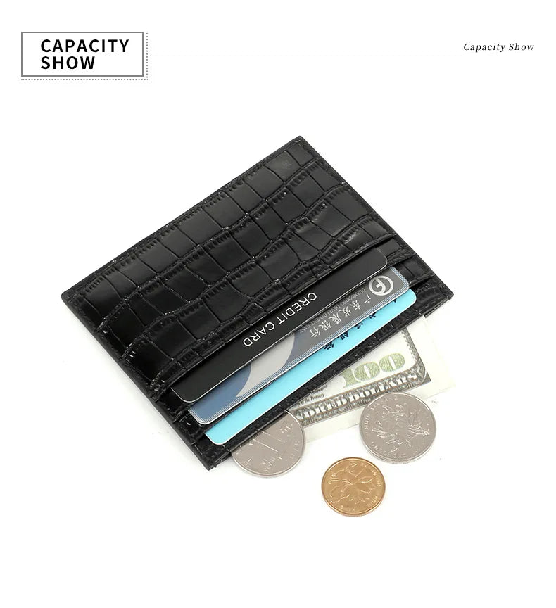 Hot Selling Women's Genuine Leather Slim Crocodile Card Holder RFID Wallet Small Simple Short Wallet with Open Closure