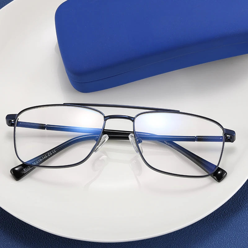 91287 Men's Business Glasses Casual Anti Blue Business Light Blocking Glasses Men Metal Lenses Computer Eye Glasses Fashion