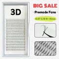 On Sale Heat Bonded 3D Long Stem Premade Fans Long Thin Root Premade Volume Fan Eyelash Extensions