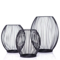 Hot Sale Creative Retro Home Decoration Black Geometric Wrought Iron Metal Candlestick Holder