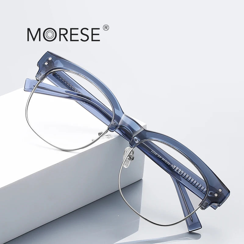 MORESE 2206 Vintage Style TR90 Large Square Frame Glasses for Men Computer Compatible