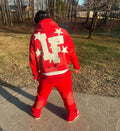 Custom Men's Cotton Embroidery Pullover Sweatsuit Acid Washed Sweatpants and Hoodie Sets for Men