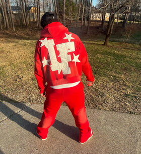 Custom Men's Cotton Embroidery Pullover Sweatsuit Acid Washed Sweatpants and Hoodie Sets for Men