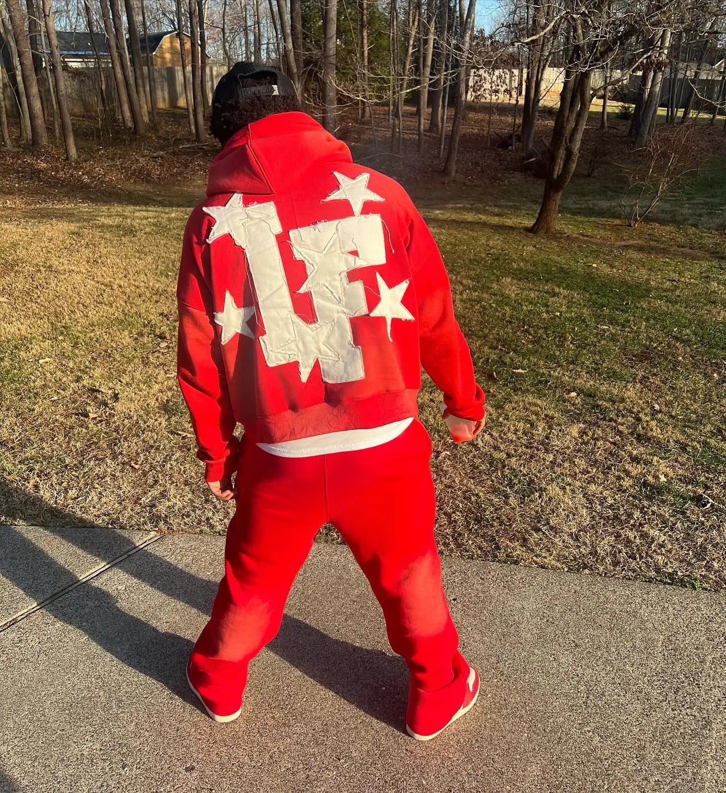 Custom Men's Cotton Embroidery Pullover Sweatsuit Acid Washed Sweatpants and Hoodie Sets for Men