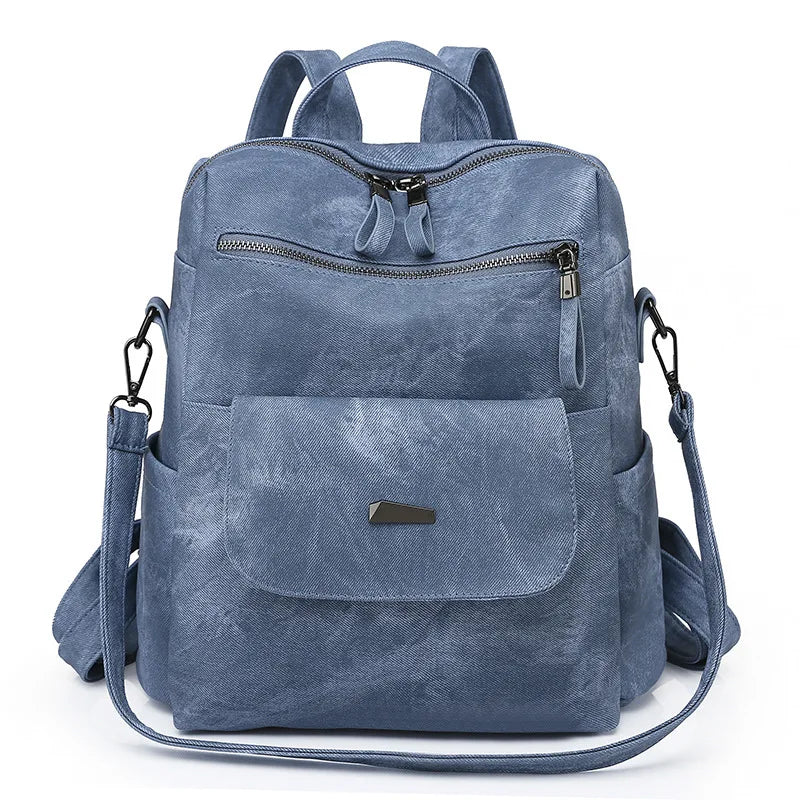Women Backpack Casual School Shoulder Bag Waterproof Leather Backpack Purse Retro Vegan Leather Convertible Backpack Travel Bag