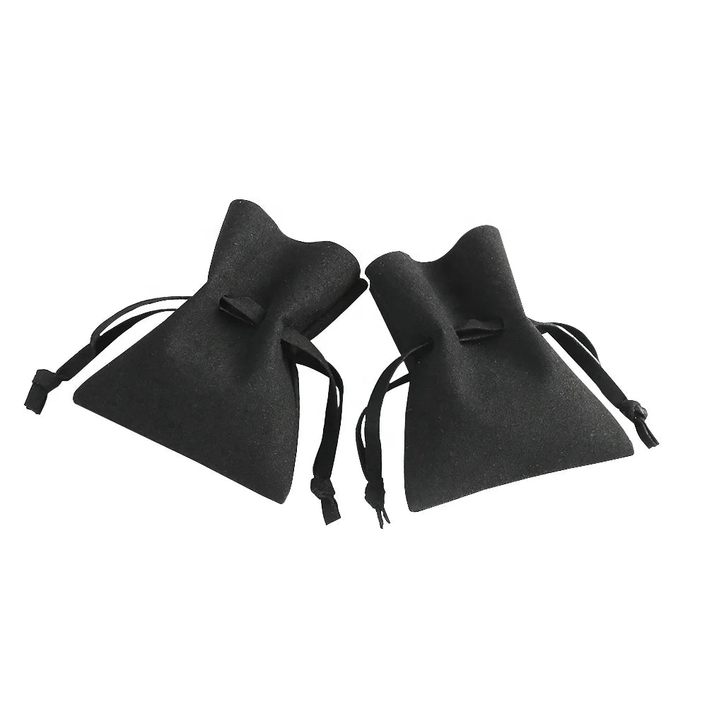 Microfiber 7x8 cm Small Drawstring Bags Fungus Open Style Black Dust Gift Wrap Jewelry Packaging Pouches