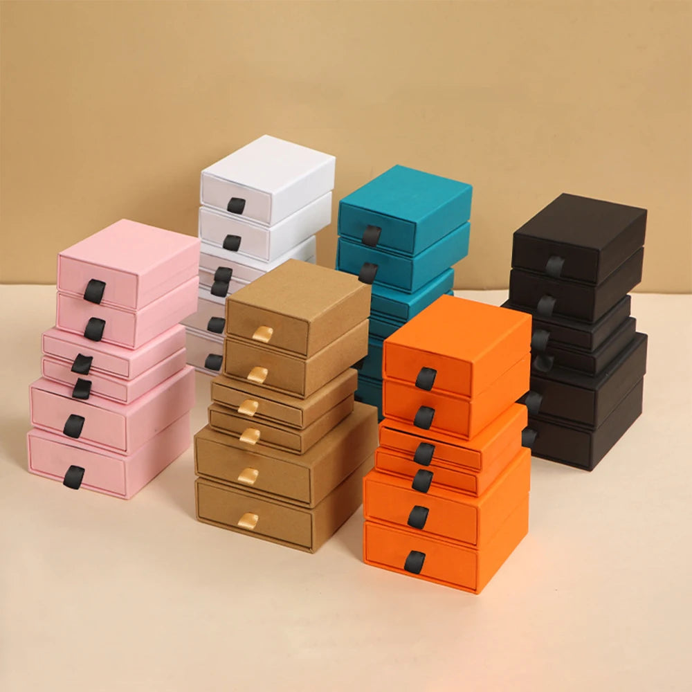 Wholesale Rectangle Square Sliding Paper Cardboard Eco-Friendly Gift Packaging Custom Logo Printed Drawer Jewelry Box