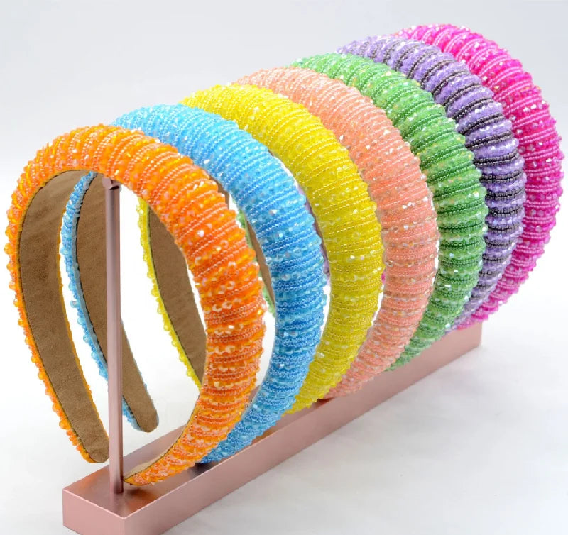 Wholesale Fashion Luxury Diamond Hairband Women Hair Accessories Beaded Baroque Bling Crystal Padded Rhinestone Headband