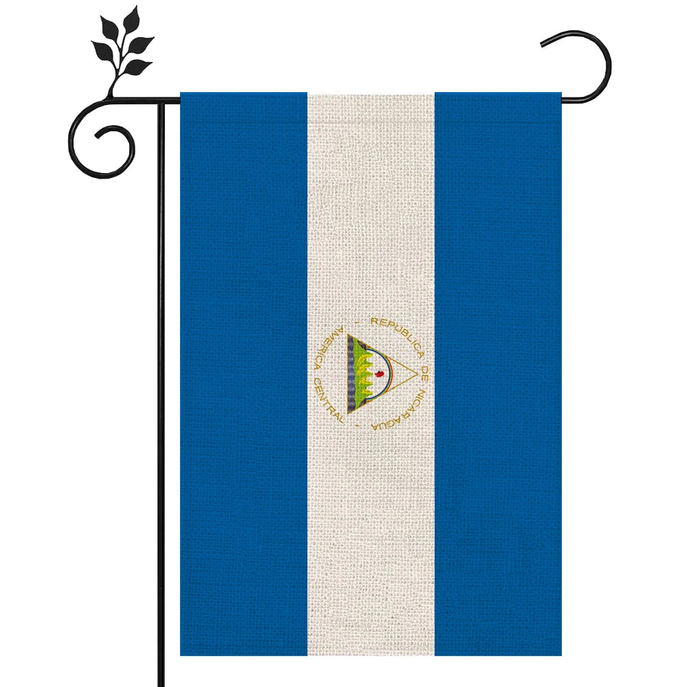 Custom 12x18 Inch Indoor Outdoor Decorative Nicaragua Burlap Garden Flags