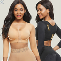 Women's Front Closure Posture Corrector Bra 3/4 Sleeve Arm Compression Shapewear Top Wireless High Support Compression Bra