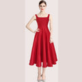 New Arrival Elegant A-line Prom Dress Retro Evening Dress With Big Hem Slim High Waist Midi Dress