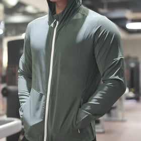 Men Running Jackets Gym Zipper Hooded Sport Jogging Training Fitness Sweatshirt Casual Running Sportswear Jacket