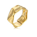 Dainty 18k Gold Plated Classic Irregular Concave and Convex Wave Ring Stainless Steel Open Adjustable Ring for Men and Women