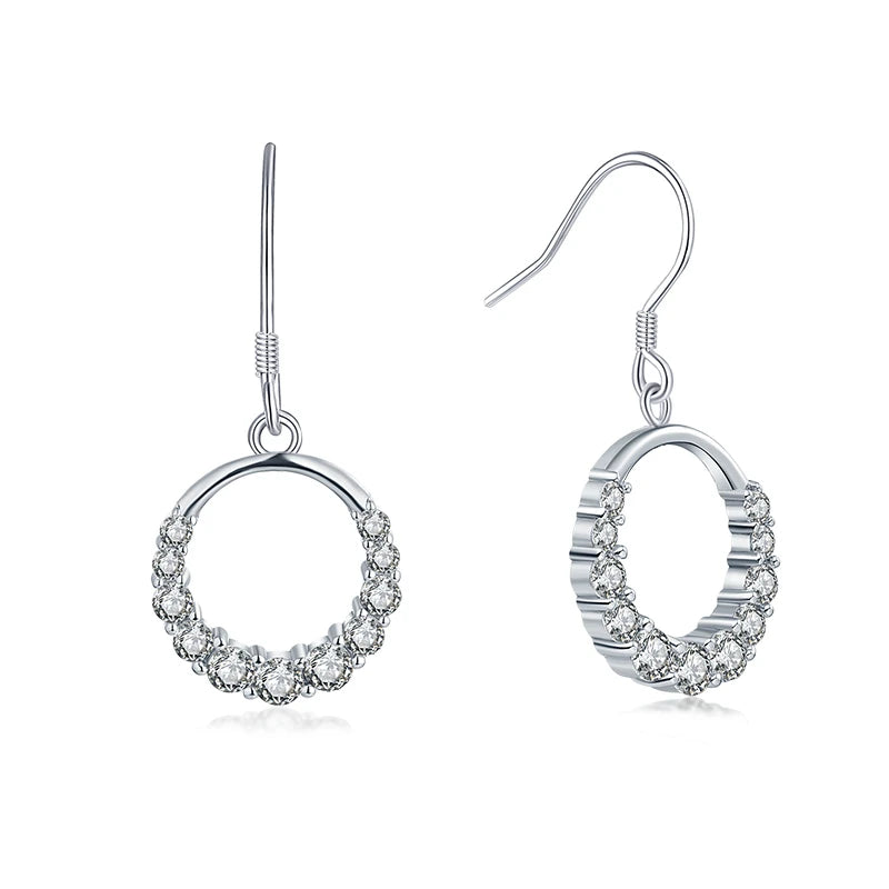 YILUN 925 Sterling Silver Circle Drop Earrings Hypoallergenic and Durable Cubic Zirconia Dangle Earrings for Women
