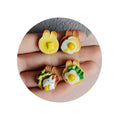 100pcs 18*22mm 3D Food Theme Butter Bread Rabbit Resin Beads for Handbag Charms Shoelace Decoration Personalized Keychains
