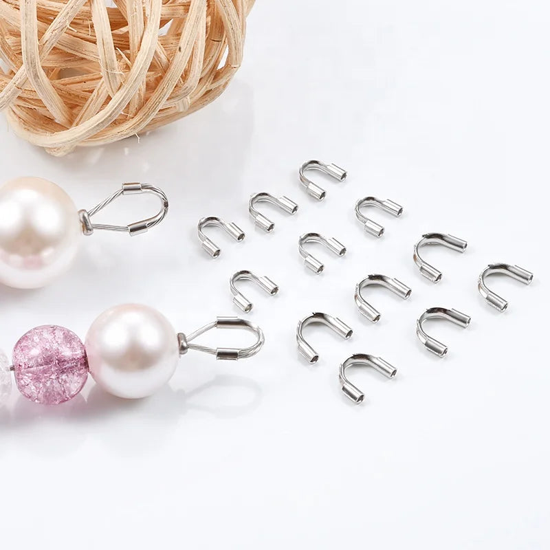 Factory Wholesale New Design U-Shaped Stainless Steel Crimps Wire Guardian Protector for DIY Jewelry Making & Components