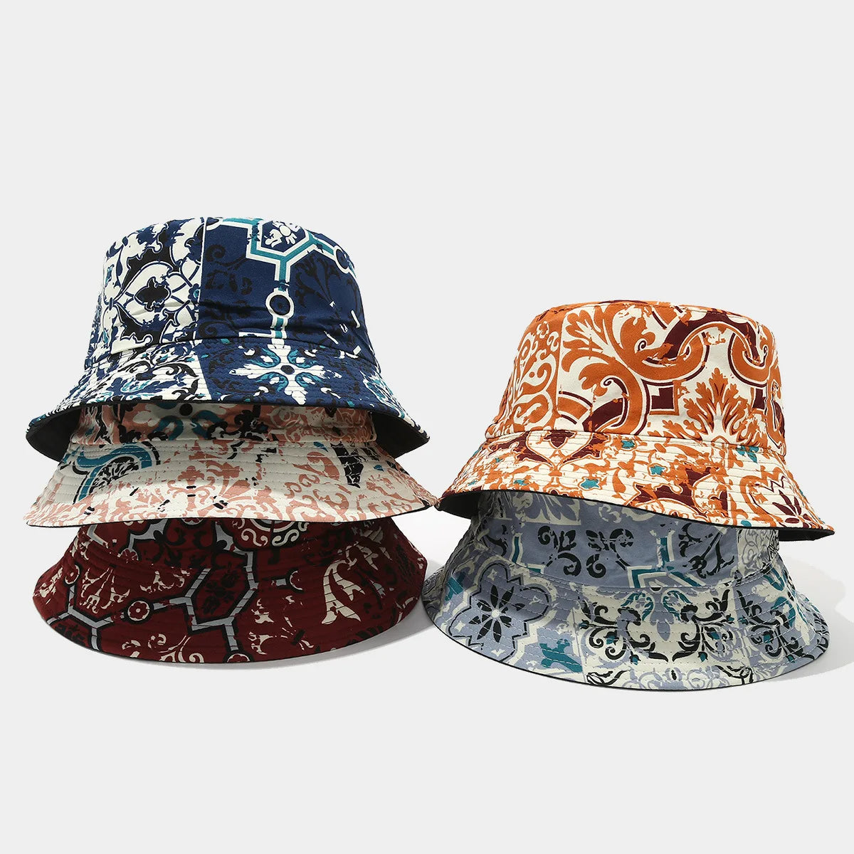 Reversible Lady Bucket Hat Flower Graffiti Printing Custom Design Outdoor Bucket Hat