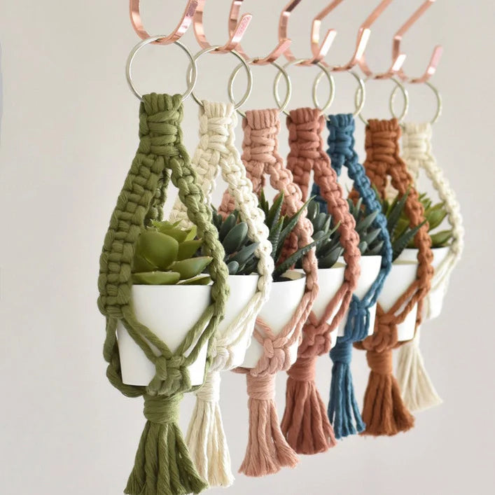 Boho Decoration Home Wall Decor Mini Macrame Plant Hangers for Car