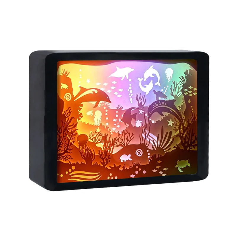 2026 New Products Plastic Frame Led Lighted up Paper Cut Light Box Customized Shadow Box Frame